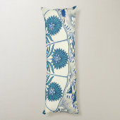 Blue Floral Pattern Antiek Asian Design Lichaamskussen (Achterkant (Verticaal))