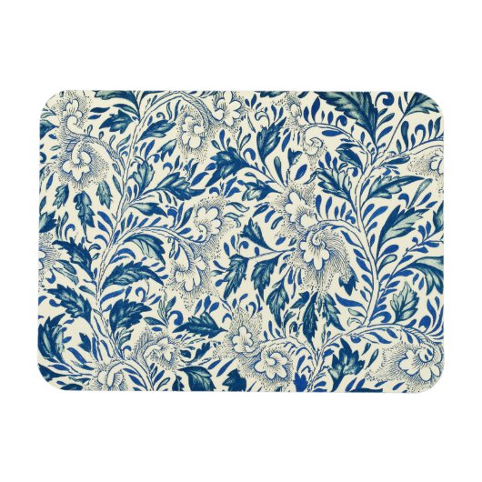 Blue Floral Pattern Antiek Asian Design Magneet (Horizontaal)