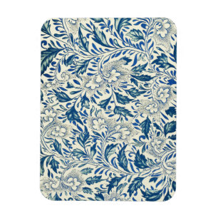 Blue Floral Pattern Antiek Asian Design Magneet
