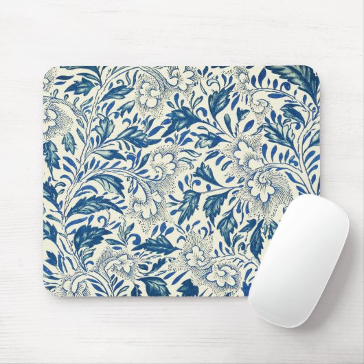 Blue Floral Pattern Antiek Asian Design Muismat (Met muis)