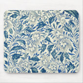 Blue Floral Pattern Antiek Asian Design Muismat (Voorkant)