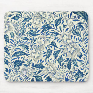 Blue Floral Pattern Antiek Asian Design Muismat