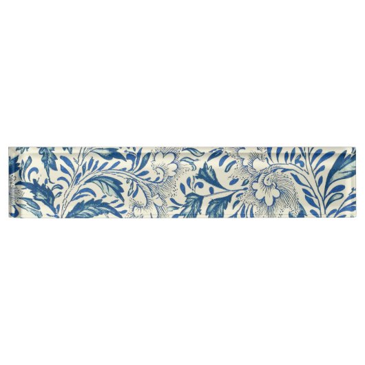 Blue Floral Pattern Antiek Asian Design Naambordje (Voorkant)