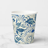 Blue Floral Pattern Antiek Asian Design Papieren Bekers (Achterkant)