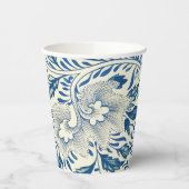 Blue Floral Pattern Antiek Asian Design Papieren Bekers (Links)