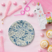 Blue Floral Pattern Antiek Asian Design Papieren Bordje (Feest)