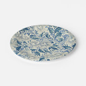 Blue Floral Pattern Antiek Asian Design Papieren Bordje (Gekanteld)