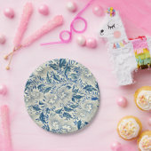 Blue Floral Pattern Antiek Asian Design Papieren Bordje (Feest)