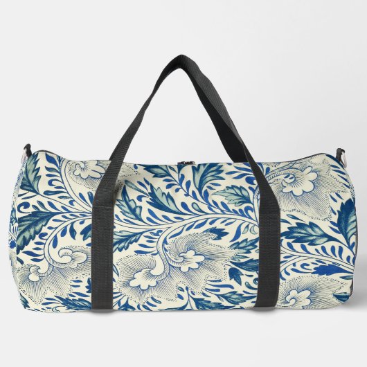 Blue Floral Pattern Antiek Asian Design Plunjezak (Voorkant)
