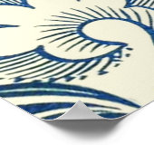 Blue Floral Pattern Antiek Asian Design Poster (Hoek)