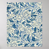 Blue Floral Pattern Antiek Asian Design Poster (Voorkant)