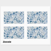 Blue Floral Pattern Antiek Asian Design Rechthoekige Sticker (Vel)