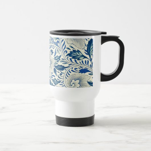 Blue Floral Pattern Antiek Asian Design Reisbeker (Rechts)
