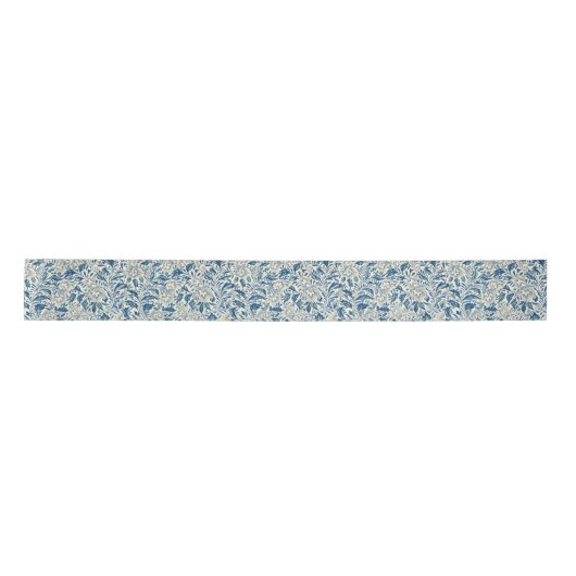 Blue Floral Pattern Antiek Asian Design Satijnen Lint (Voorkant)