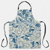 Blue Floral Pattern Antiek Asian Design Schort (Voorkant)