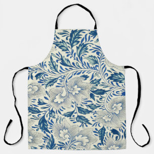 Blue Floral Pattern Antiek Asian Design Schort