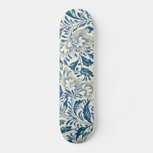 Blue Floral Pattern Antiek Asian Design Skateboard