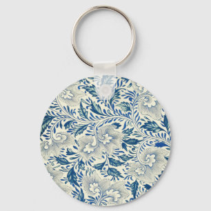 Blue Floral Pattern Antiek Asian Design Sleutelhanger