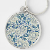 Blue Floral Pattern Antiek Asian Design Sleutelhanger (Voorkant)