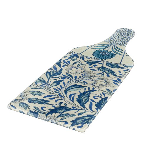 Blue Floral Pattern Antiek Asian Design Snijplank (Hoek)