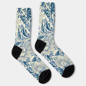 Blue Floral Pattern Antiek Asian Design Sokken (Rechts)