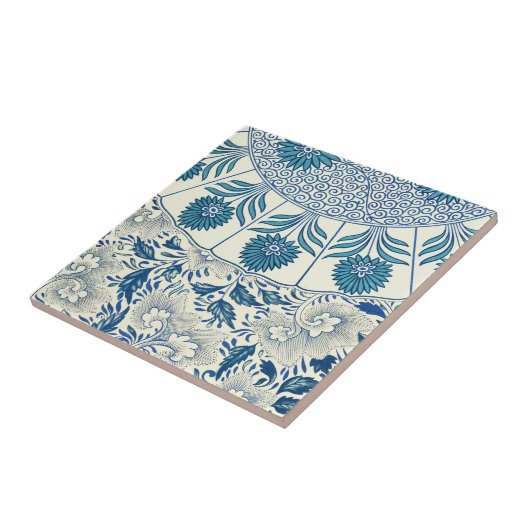 Blue Floral Pattern Antiek Asian Design Tegeltje (Zijkant)