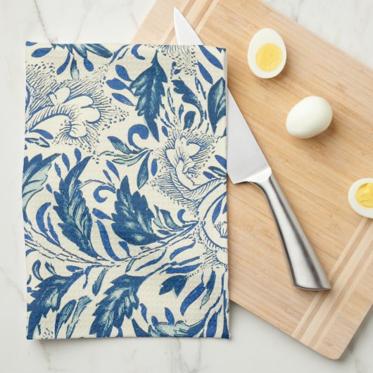 Blue Floral Pattern Antiek Asian Design Theedoek (Quarter Fold)