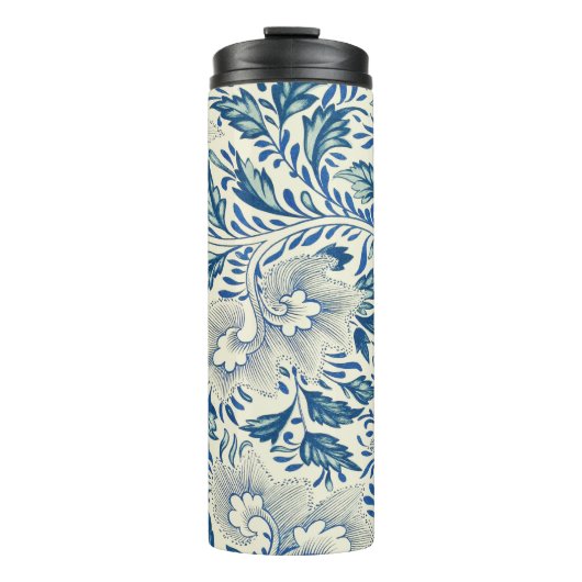 Blue Floral Pattern Antiek Asian Design Thermosbeker (Voorkant)