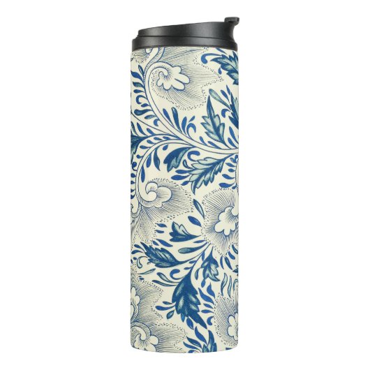 Blue Floral Pattern Antiek Asian Design Thermosbeker (Gedraaid links)