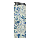 Blue Floral Pattern Antiek Asian Design Thermosbeker (Geroteerd rechts)
