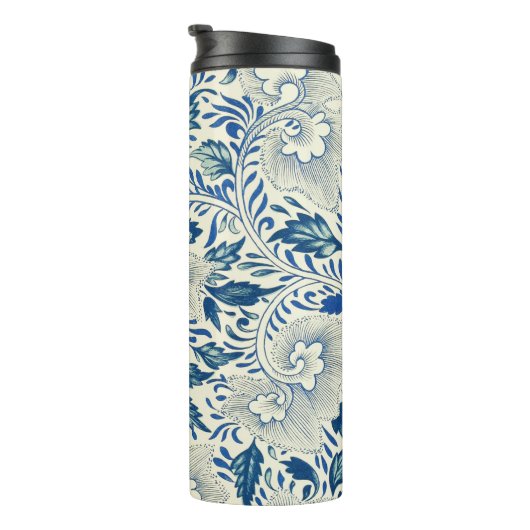 Blue Floral Pattern Antiek Asian Design Thermosbeker (Geroteerd rechts)