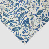 Blue Floral Pattern Antiek Asian Design Tissuepapier (Detail)