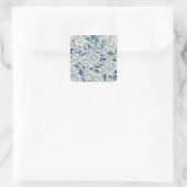 Blue Floral Pattern Antiek Asian Design Vierkante Sticker (Tas)