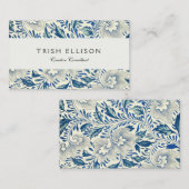 Blue Floral Pattern Antiek Asian Design Visitekaartje (Voorkant / Achterkant)