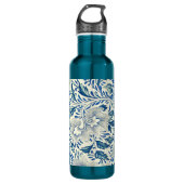 Blue Floral Pattern Antiek Asian Design Waterfles (Voorkant)