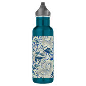 Blue Floral Pattern Antiek Asian Design Waterfles (Rechts)