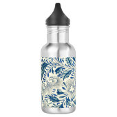 Blue Floral Pattern Antiek Asian Design Waterfles (Links)