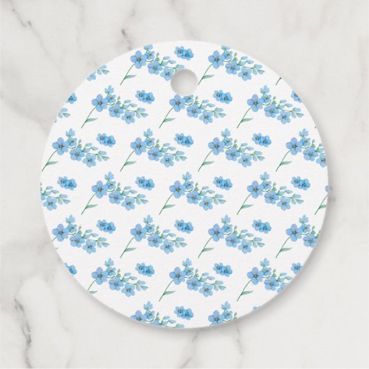 Blue Floral Pattern Baby shower Bedankjes Labels (Achterkant)