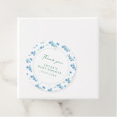 Blue Floral Pattern Baby shower Bedankjes Labels (In situ)