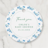 Blue Floral Pattern Baby shower Bedankjes Labels (Voorkant)