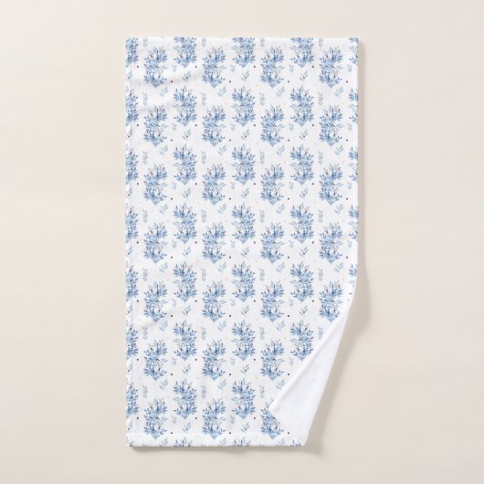 Blue Floral Pattern Bad Handdoek (Handdoek)
