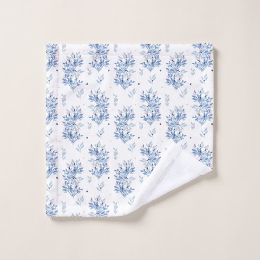 Blue Floral Pattern Bad Handdoek (Wasdoekje)