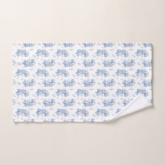 Blue Floral Pattern Bad Handdoek (Handdoek)