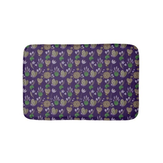 Blue Floral Pattern Badmat (Voorkant)