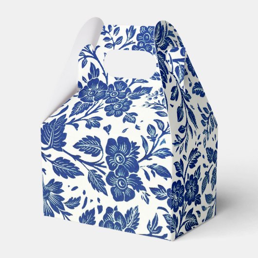 Blue Floral Pattern Bedankdoosjes (Achterkant)