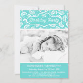 BLUE FLORAL PATTERN BIRTHDAY INVITATIE KAART (Voorkant)