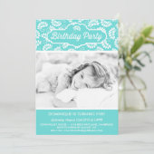 BLUE FLORAL PATTERN BIRTHDAY INVITATIE KAART (Staand voorkant)