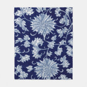Blue Floral Pattern  Chinees Ornament Fleece Deken (Voorkant)