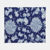 Blue Floral Pattern  Chinees Ornament Fleece Deken (Voorkant (Horizontaal))