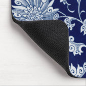 Blue Floral Pattern  Chinees Ornament Muismat (Hoek)